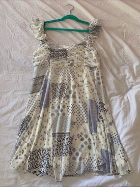 Light Cream and Blue Floral Patchwork Sundress